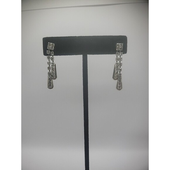 Vintage Earrings Womens Stud Pierced Drop Dangle Crystal Jewelry Costume - Picture 3 of 10